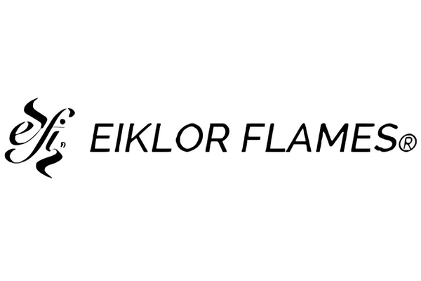 Eiklor Flames logo for American Heritage Fireplace in Milwaukee, Chicago