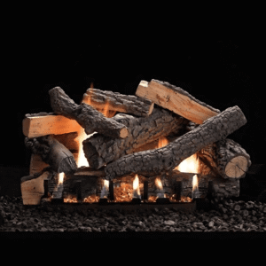 Slope glaze gas logs installation by American Heritage Fireplace in Milwaukee and Chicago